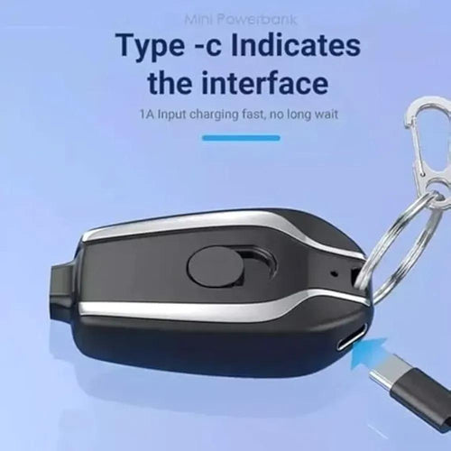 Keychain Power Bank Black Portable USB Charging
