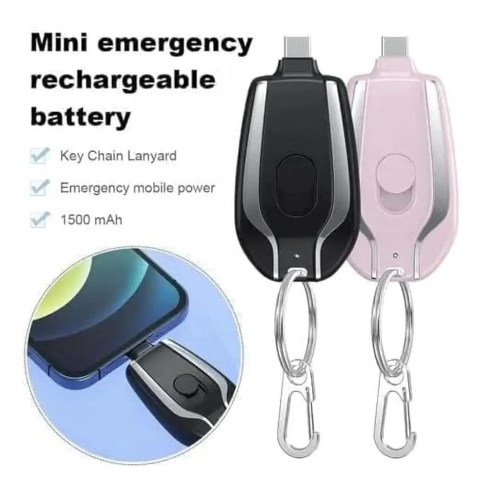 Keychain Power Bank Black Portable USB Charging